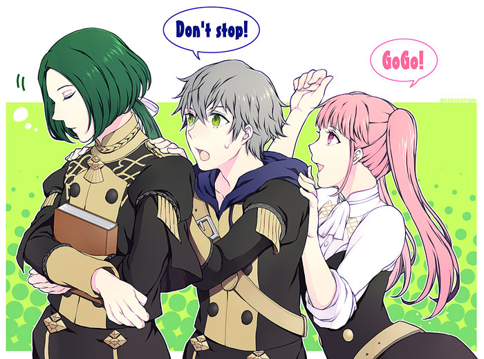 hilda valentine goneril, linhardt von hevring, and ashe ubert (fire emblem and 1 more) drawn by totototope