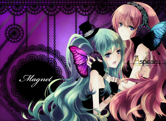 hatsune miku and megurine luka (vocaloid and 1 more) drawn by hazel_(silver_vine)
