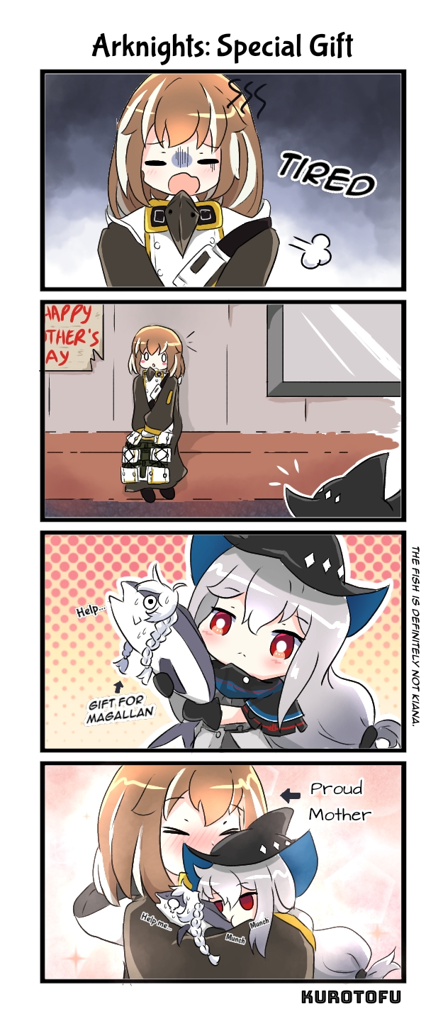 skadi, kiana kaslana, and magallan (arknights and 2 more) drawn by kurotofu