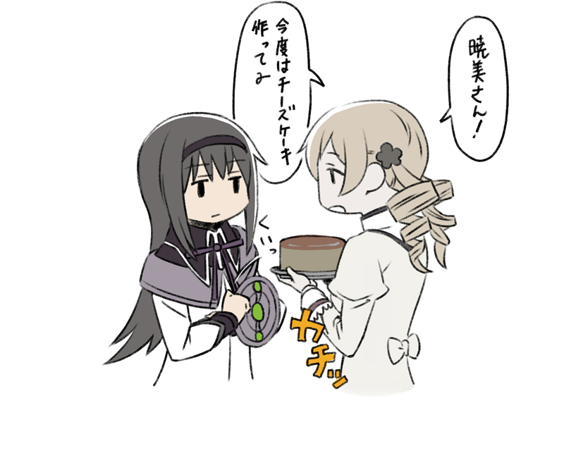 akemi homura and tomoe mami (mahou shoujo madoka magica) drawn by oda_takayuki