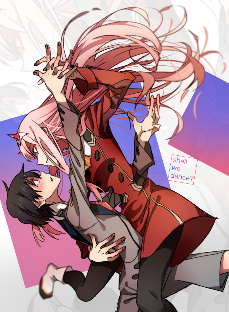 zero two and hiro (darling in the franxx) drawn by nirak