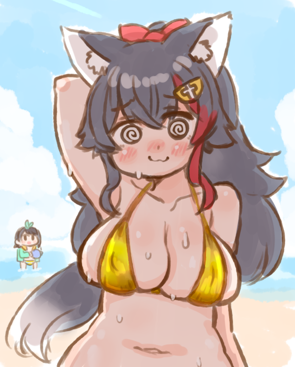 ookami mio and oozora subaru (hololive) drawn by nekoyama
