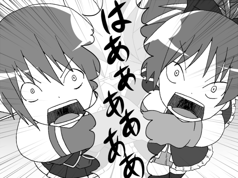 miki sayaka and sakura kyoko (mahou shoujo madoka magica) drawn by gogiga_gagagigo