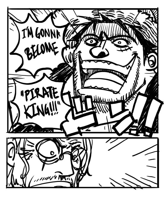 monkey d. luffy, silvers rayleigh, and demalo black (one piece)