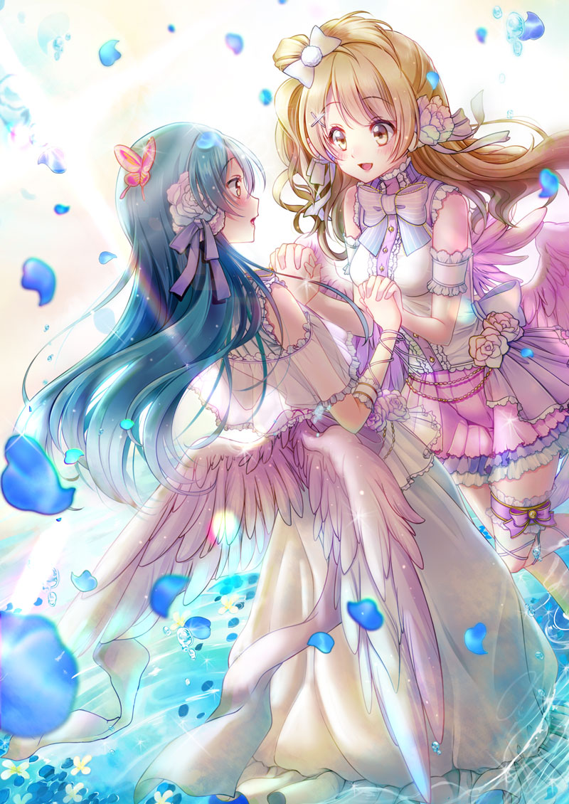 sonoda umi and minami kotori (love live! and 2 more) drawn by maronie.
