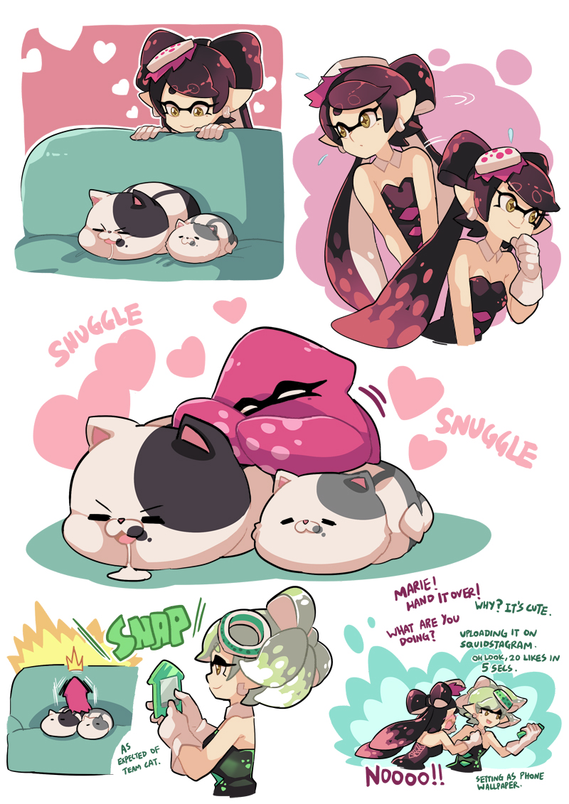 callie, marie, judd, and li'l judd (splatoon and 1 more) drawn by gomipomi