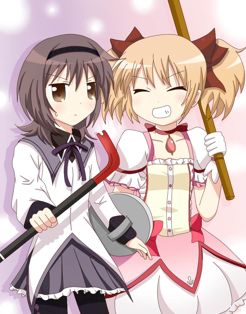 akemi homura, kaname madoka, toshinou kyouko, and funami yui (mahou shoujo madoka magica and 1 more) drawn by watage_modoki
