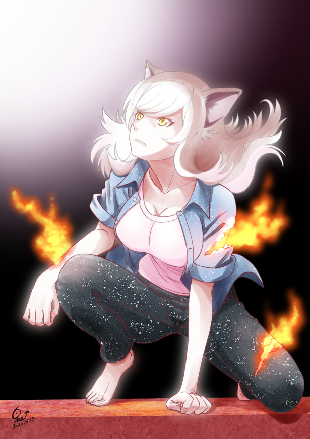 hanekawa tsubasa and black hanekawa (monogatari and 1 more) drawn by huumoon