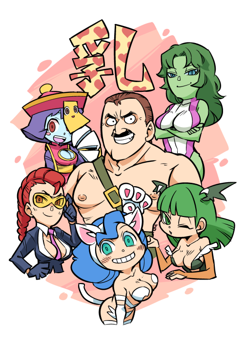 morrigan aensland, felicia, hsien-ko, crimson viper, she-hulk, and 2 more (street fighter and 5 more) drawn by hounori