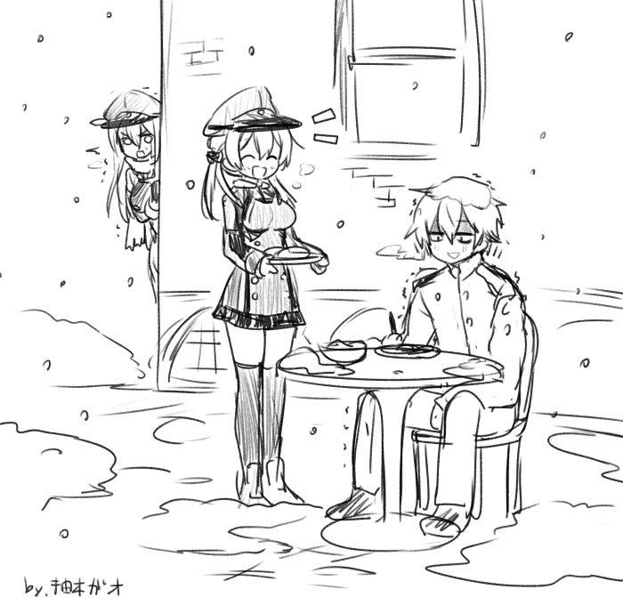 admiral, prinz eugen, and bismarck (kantai collection) drawn by yuzuki_gao