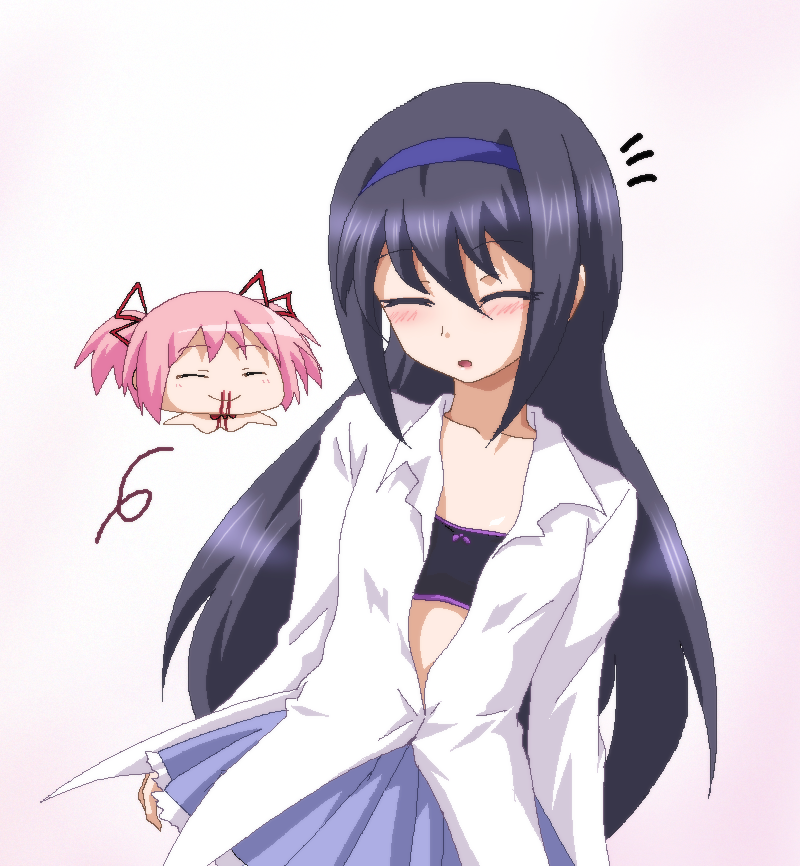 akemi homura and kaname madoka (mahou shoujo madoka magica) drawn by hayashiya_zankurou