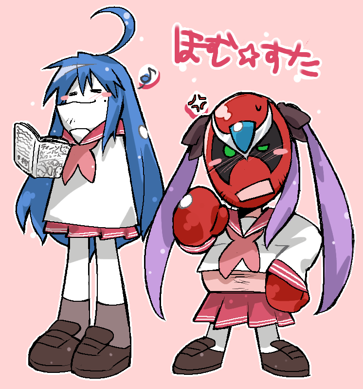hiiragi kagami, izumi konata, homestar runner, and strong bad (lucky star and 1 more) drawn by negiwave2000