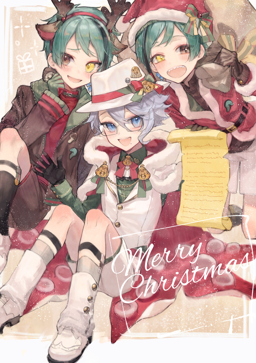 floyd leech, jade leech, and azul ashengrotto (twisted wonderland) drawn by roku_(black1042393)