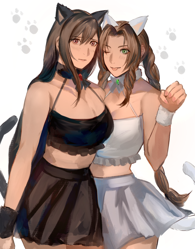 tifa lockhart and aerith gainsborough (final fantasy and 2 more) drawn by jjn_ff7