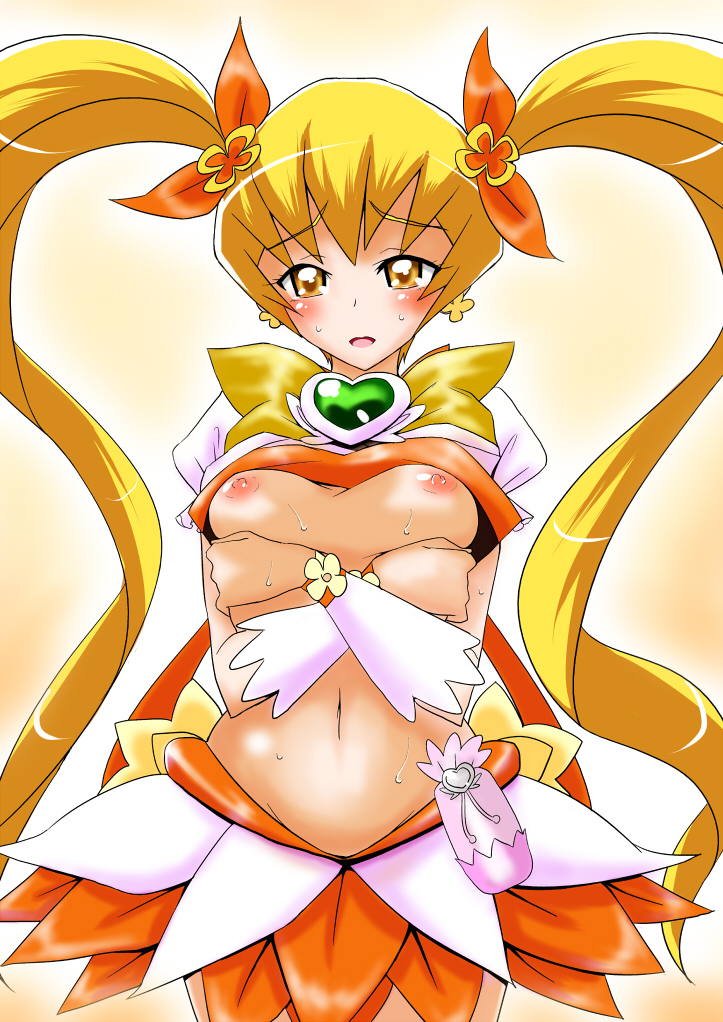 myoudouin itsuki and cure sunshine (precure and 1 more) drawn by konchuu
