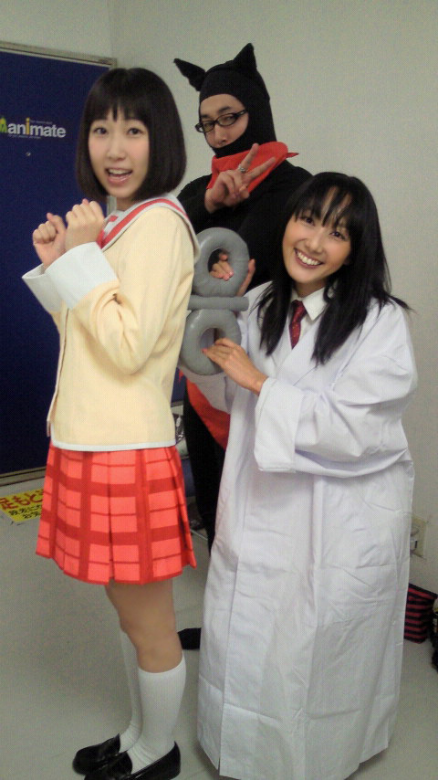 shinonome nano, professor shinonome, sakamoto, shiraishi minoru, konno hiromi, and 1 more (nichijou)