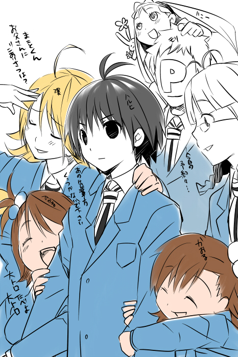 producer, hoshii miki, kikuchi makoto, minase iori, akizuki ritsuko, and 2 more (idolmaster and 2 more) drawn by taira_tsukune