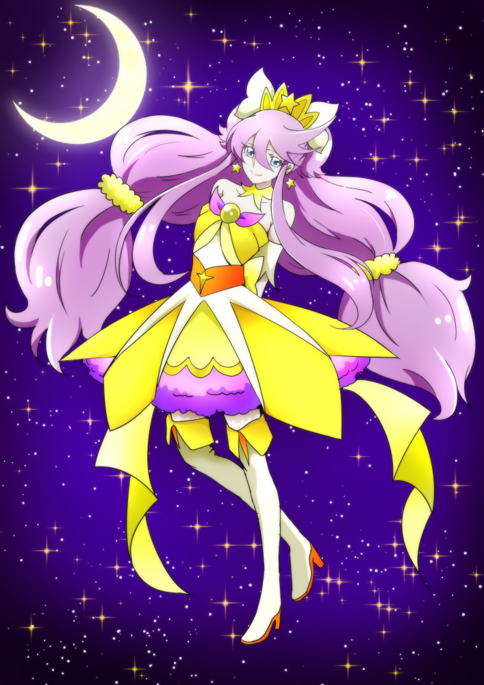 tsukikage yuri, cure moonlight, and cure twinkle (precure and 2 more) drawn by tsukikage_oyama