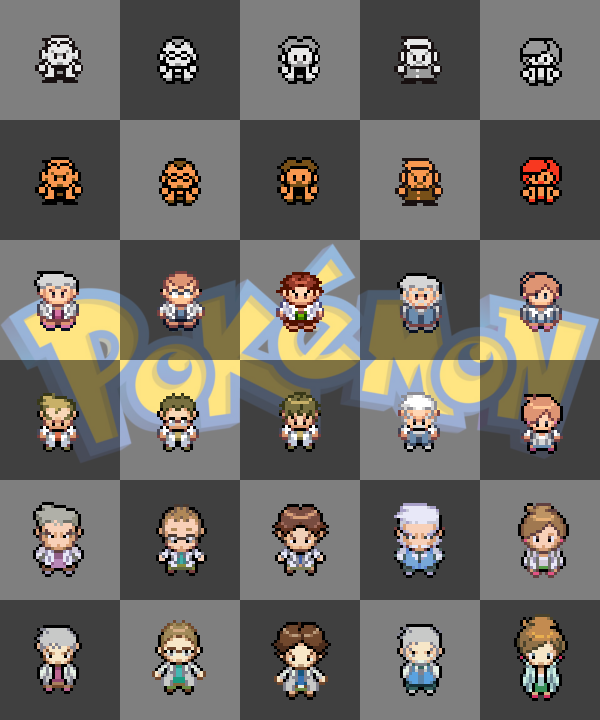 professor oak, professor juniper, professor birch, professor rowan, and professor elm (pokemon and 7 more) drawn by liblu