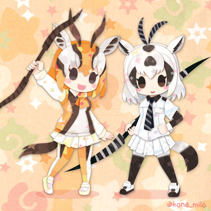 arabian oryx and thomson's gazelle (kemono friends) drawn by kikuchi_milo