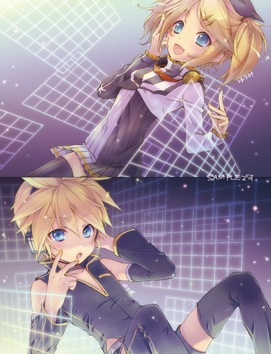 kagamine rin and kagamine len (vocaloid and 2 more) drawn by natsumi_yuu
