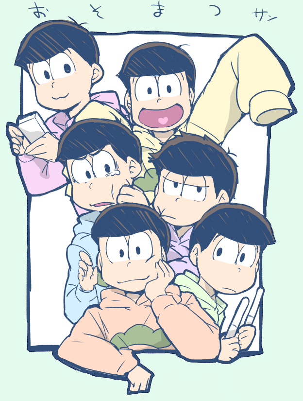 matsuno osomatsu, matsuno karamatsu, matsuno ichimatsu, matsuno jyushimatsu, matsuno choromatsu, and 1 more (osomatsu and 1 more) drawn by renta_(warewarewa0120)