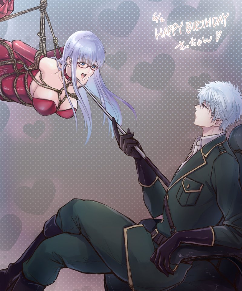 sakata gintoki and sarutobi ayame (gintama) drawn by da_raku
