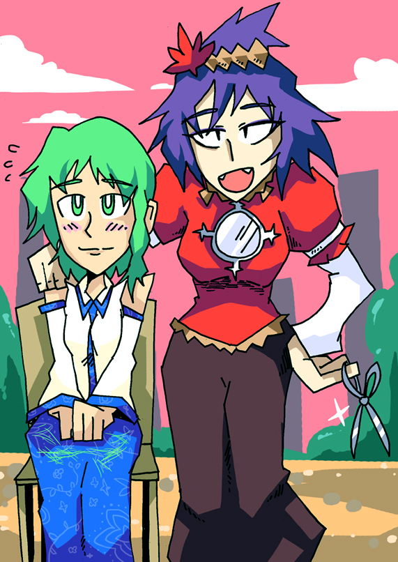 kochiya sanae and yasaka kanako (touhou) drawn by setz