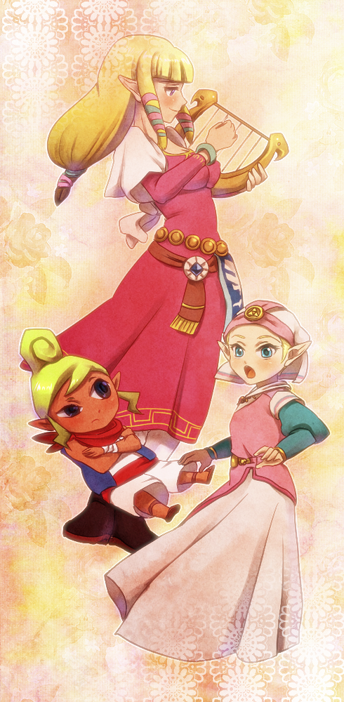 princess zelda, tetra, and young zelda (the legend of zelda and 3 more) drawn by chichi_band