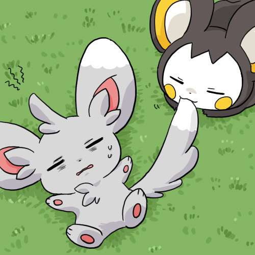 emolga and minccino (pokemon) drawn by kurumi_(forte)