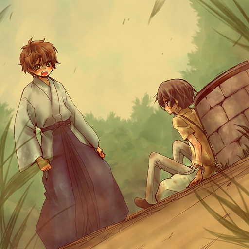 lelouch vi britannia and kururugi suzaku (code geass) drawn by mecco