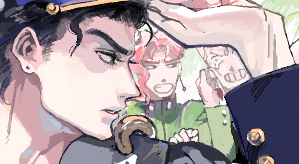 kujo jotaro, kakyoin noriaki, and jean pierre polnareff (jojo no kimyou na bouken and 1 more) drawn by mousariababa