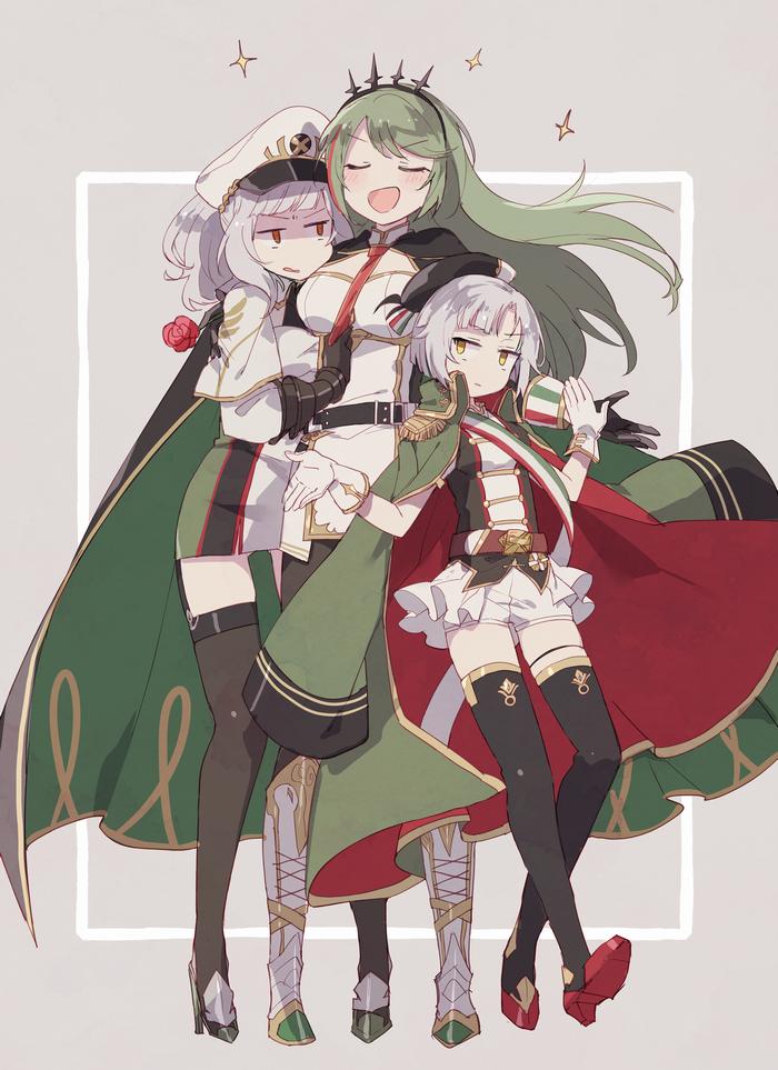 littorio, giulio cesare, and conte di cavour (azur lane) drawn by makino_(727me727)