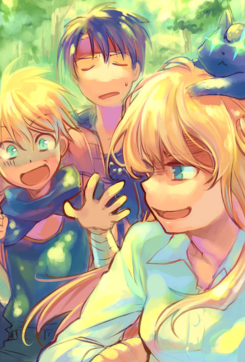 orphen, cleo everlastin, majic lin, and leki (majutsushi orphen) drawn by ame_yamori