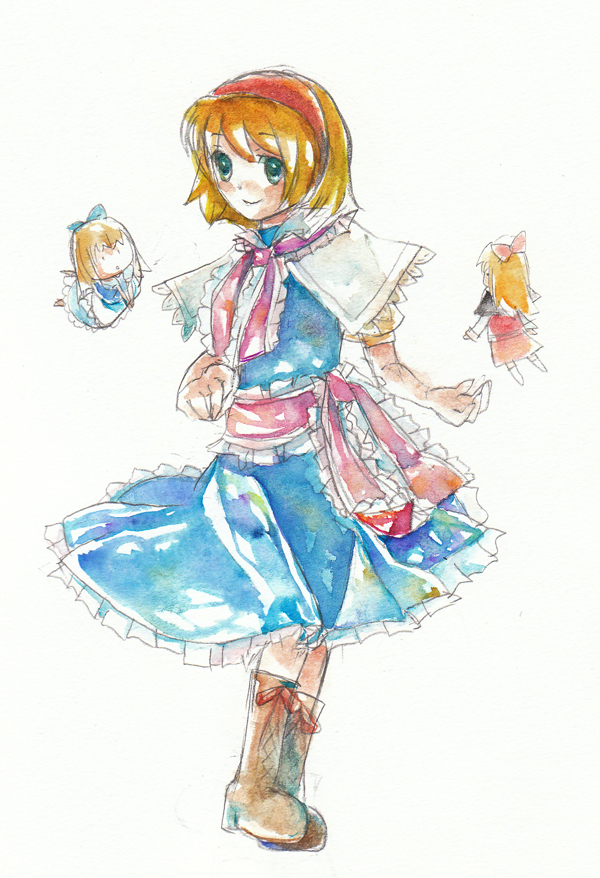 alice margatroid, shanghai doll, and hourai doll (touhou) drawn by karasumi_(susyounoame)