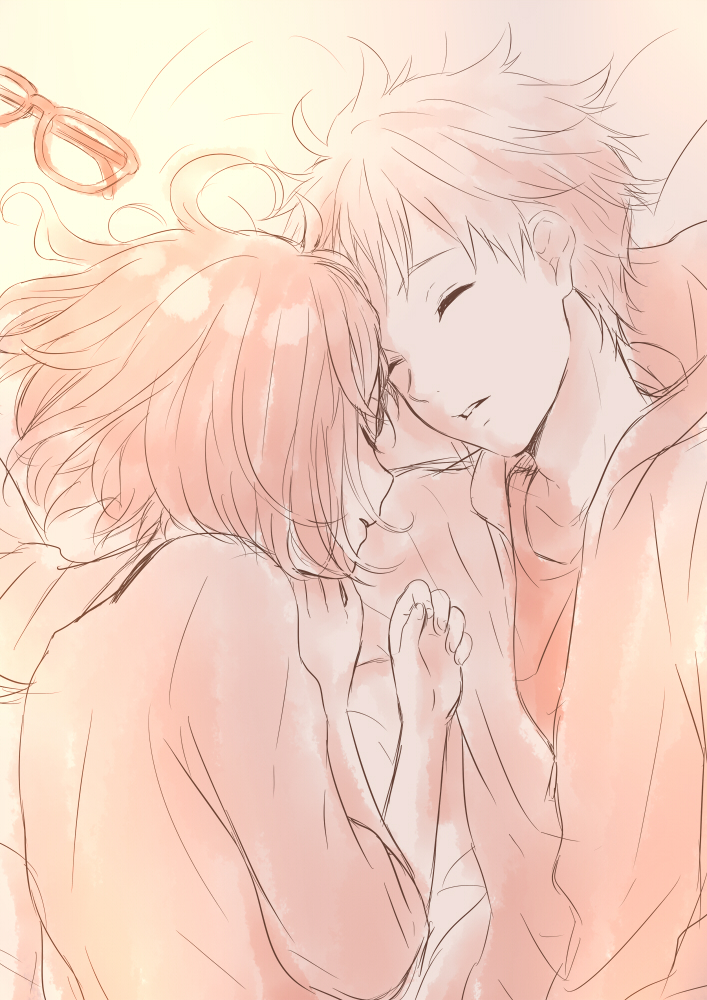 kuriyama mirai and kanbara akihito (kyoukai no kanata) drawn by rito453
