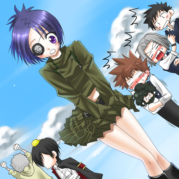 chrome dokuro, sawada tsunayoshi, hibari kyouya, gokudera hayato, yamamoto takeshi, and 3 more (katekyo hitman reborn!) drawn by riven_(hakuru)