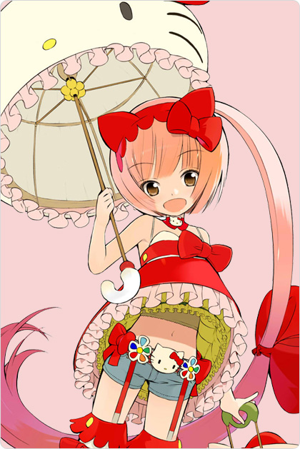 hello kitty and nekomura iroha (vocaloid and 3 more) drawn by okama