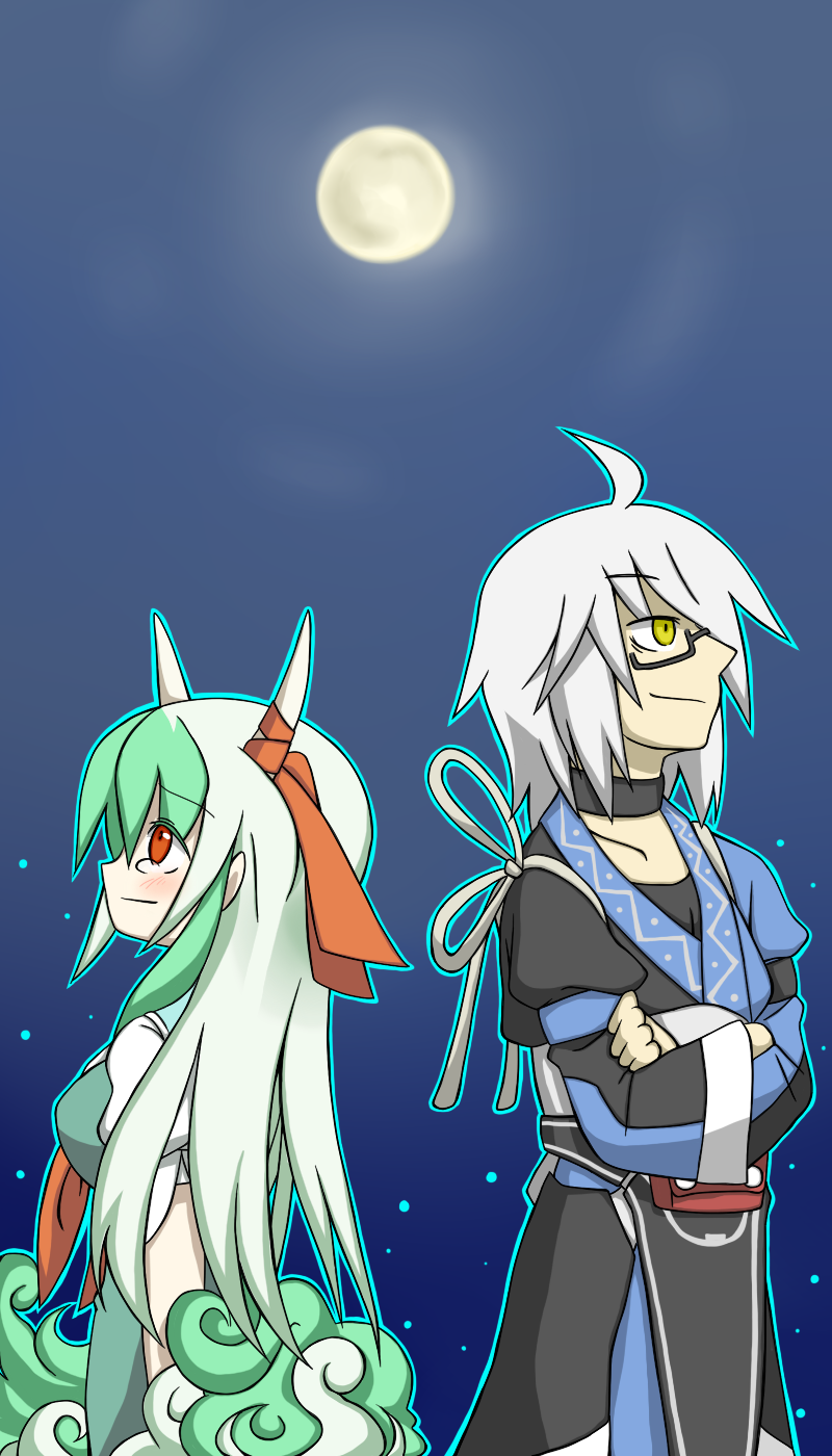 kamishirasawa keine, morichika rinnosuke, and ex-keine (touhou) drawn by sag_(karehabase)