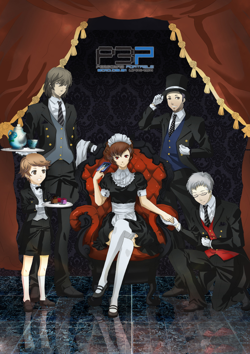 shiomi kotone, sanada akihiko, aragaki shinjirou, iori junpei, and amada ken (persona and 2 more) drawn by yamkom