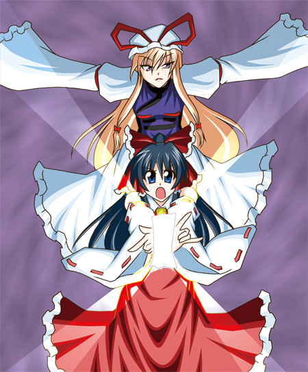 hakurei reimu and yakumo yukari (touhou) drawn by itsuki_seiya
