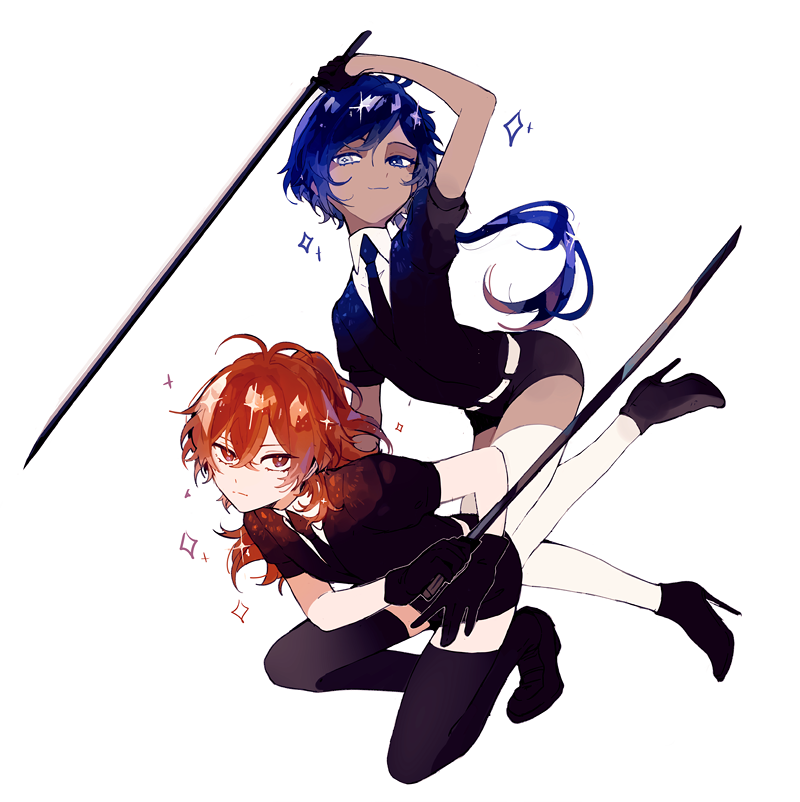 diluc and kaeya (genshin impact and 1 more) drawn by fluffynyans