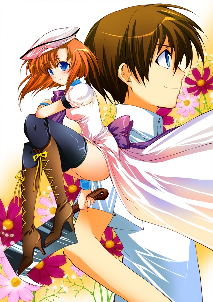 ryuuguu rena and maebara keiichi (higurashi no naku koro ni) drawn by suzuragi_karin