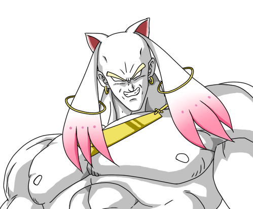 kyubey and broly (mahou shoujo madoka magica and 2 more) drawn by ika_namo_(newtypeexam)