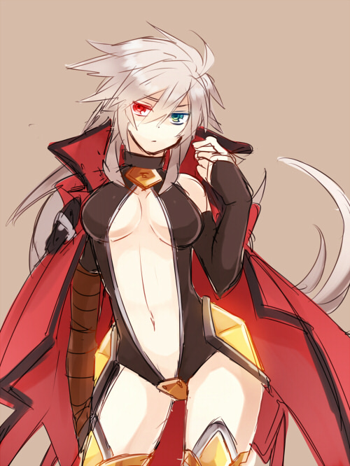 ragna the bloodedge and alpha-01 (blazblue) drawn by tomo_(tomorag7)