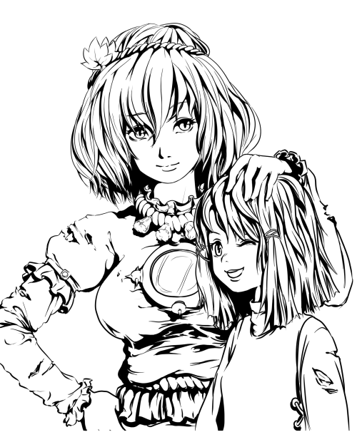 moriya suwako and yasaka kanako (touhou) drawn by babalilo