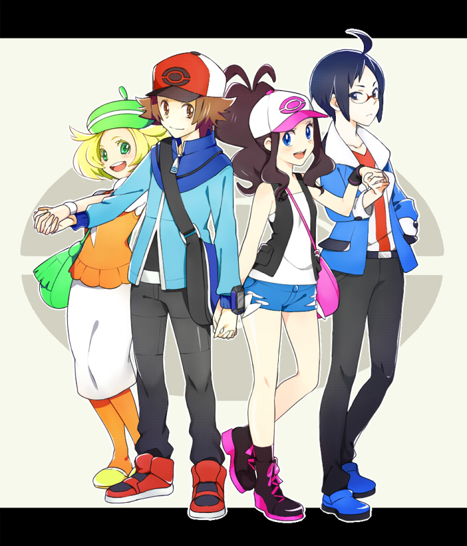 hilda, hilbert, bianca, and cheren (pokemon and 1 more) drawn by saku_(pixiv526117)