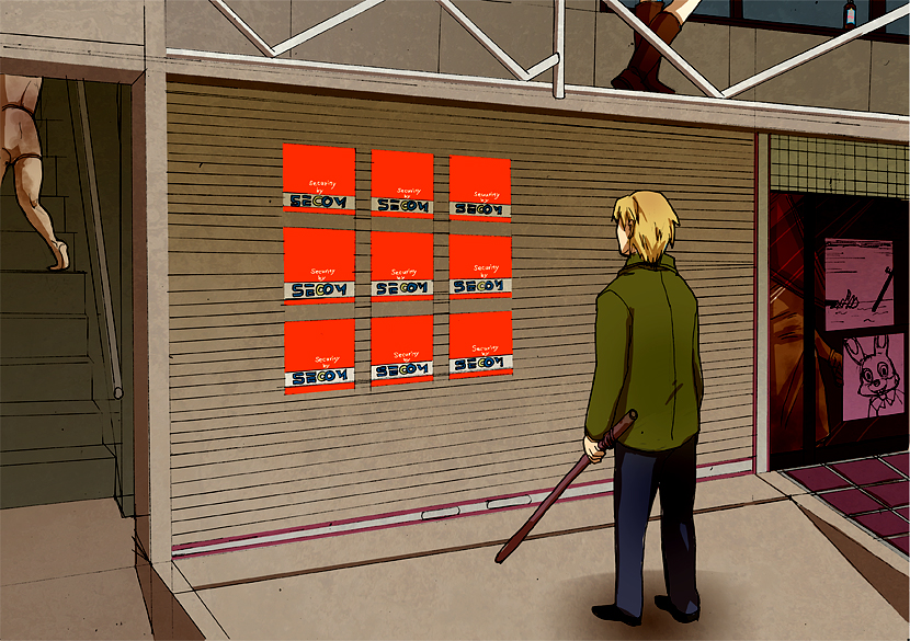 pyramid head, james sunderland, robbie the rabbit, maria, and mannequin (silent hill and 2 more) drawn by nejimaki86
