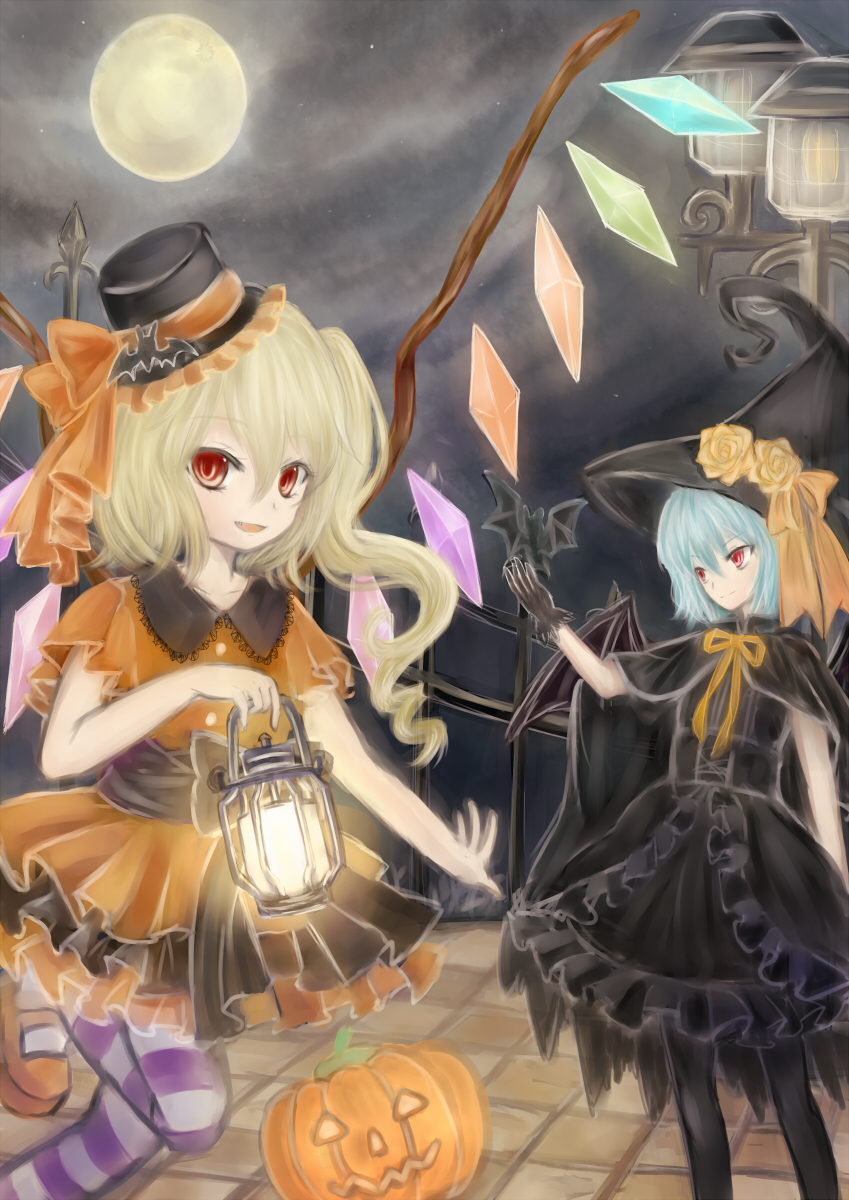 remilia scarlet and flandre scarlet (touhou) drawn by emon_(glossy_black)