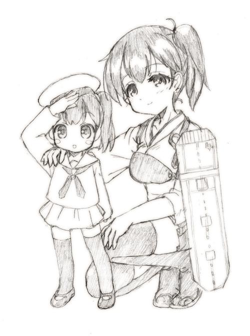 kaga and js kaga (kantai collection) drawn by ehime_mikan